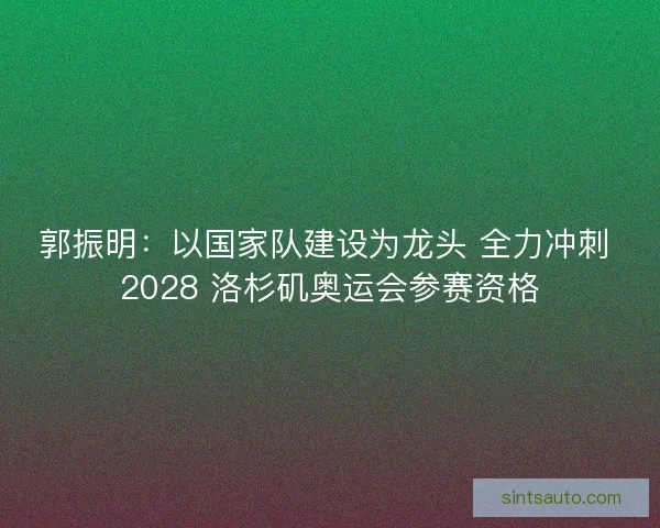 郭振明：以国家队建设为龙头 全力冲刺 2028 洛杉矶奥运会参赛资格